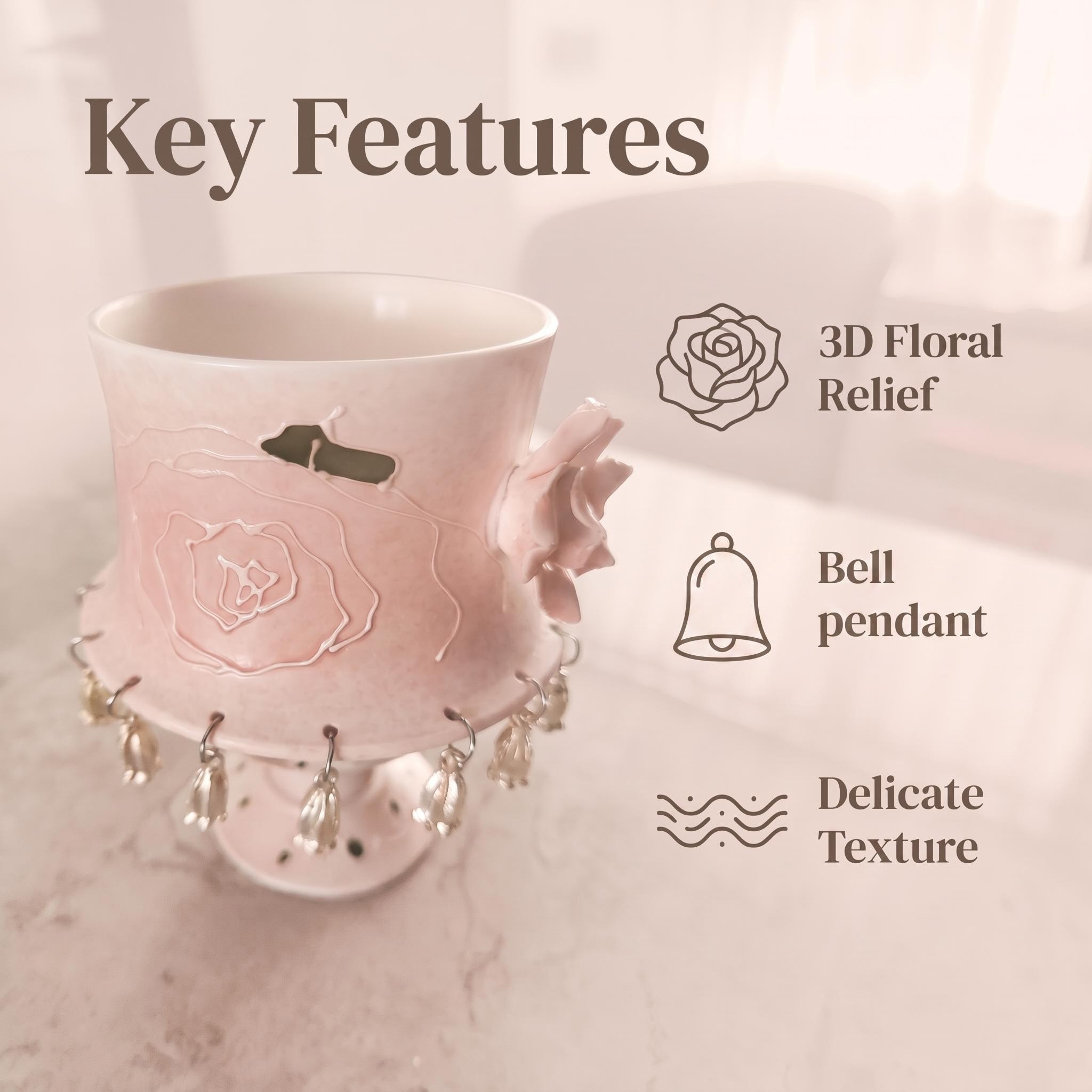 Pink Rose-shaped Rotating Cup